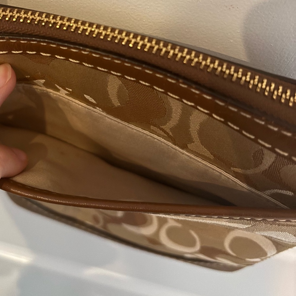 Coach Beige and Brown Zip Pouch Crossbody - Picture 4 of 4